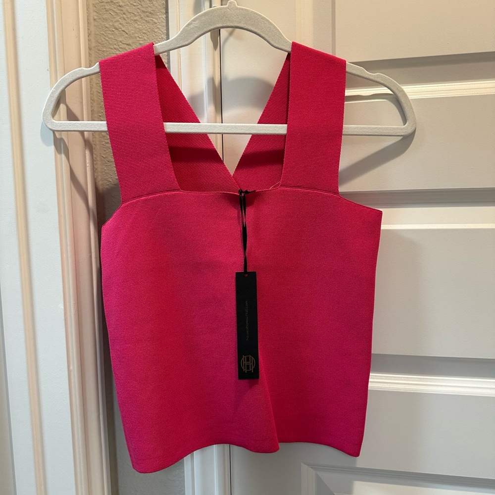 Fuchsia Pink Bodycon fabric Sleeveless Top